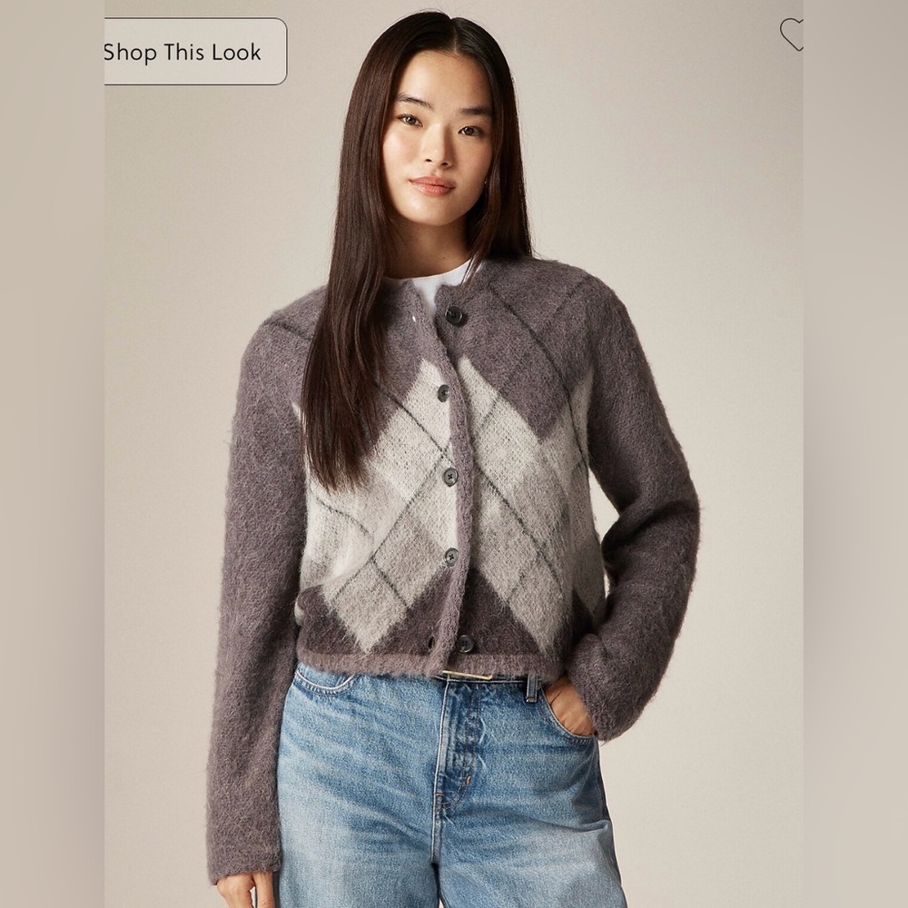 J. Crew Argyle Button Down Sweater